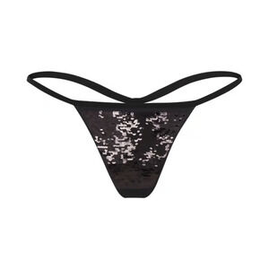 SKIMS Sequin String Thong Onyx Black NWT Size 3X